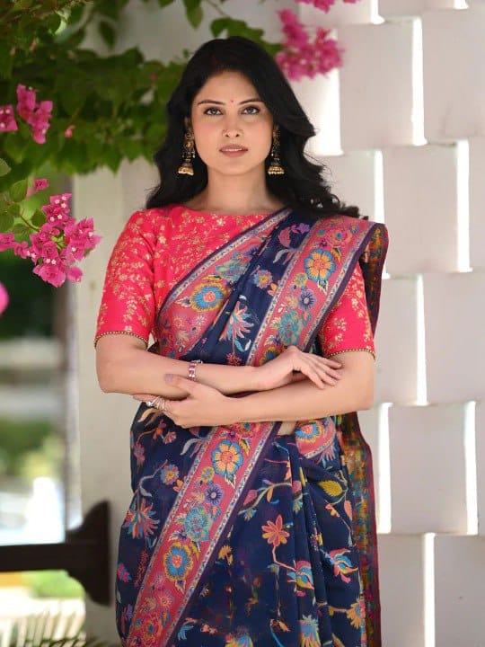 DDF-501 Kashmiri Weaving Pure Zari Party Wear Sarees Catalog